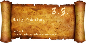 Baig Zebulon névjegykártya